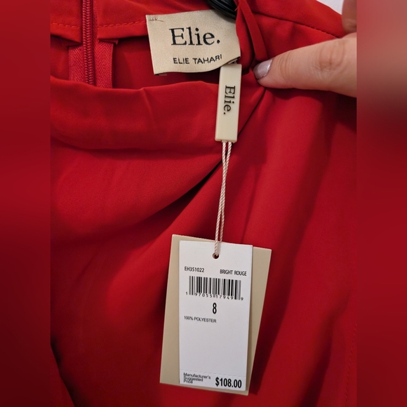 Elie Tahari Drape Front High Neck Red Dress sz 8 - Picture 2 of 4